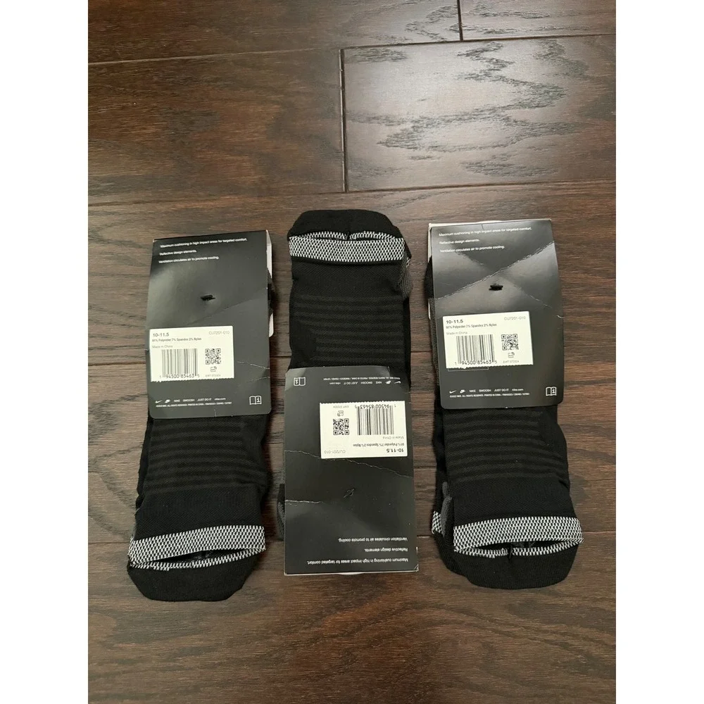 Nike Spark Running Cushioned No Show Socks 3 Pack Black CU7201-010 Men 10-11.5
